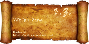 Végh Zina névjegykártya